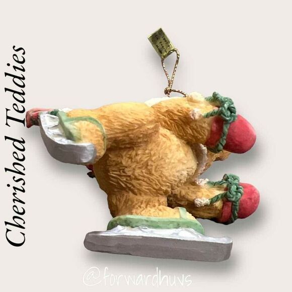 Enesco Cherished Teddies Hanging Ornament - “Bear with Ice Skates” (1995) - Picture 4 of 8